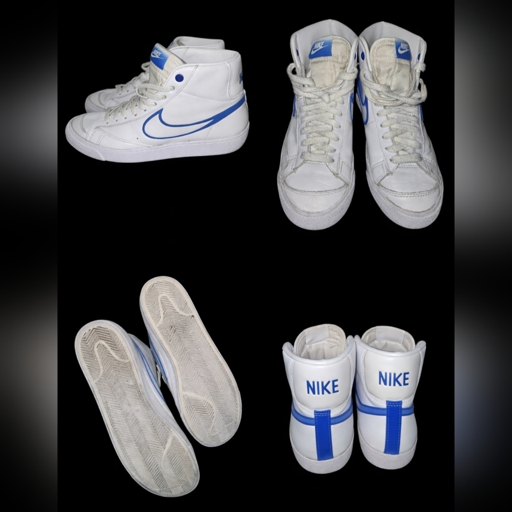 WMNS NIKE BLAZER MID 77 WHITE-HYPER BLUE "AIRBRUSH" SZ 7